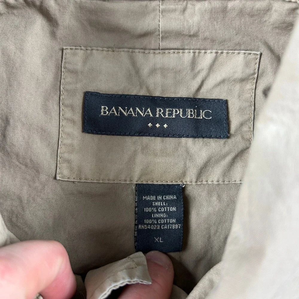 Banana Republic Field Jacket Mens XL Tan Cotton Safari Utility Military Button